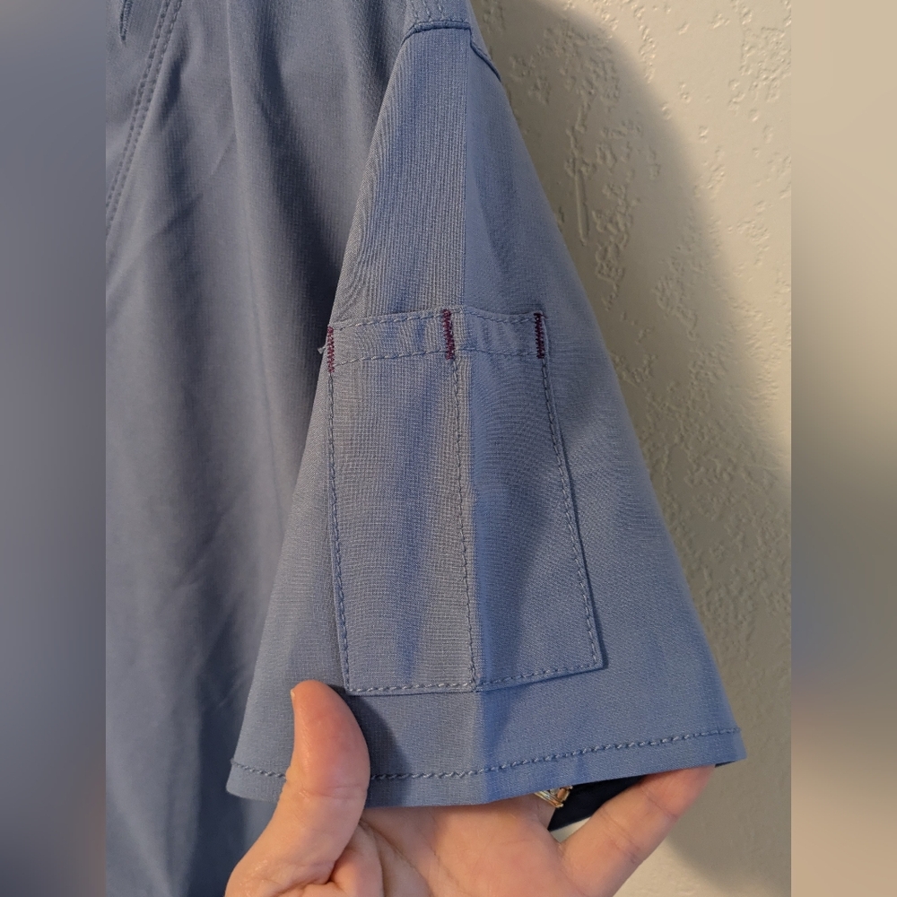 Carhartt Force Cross Flex Blue V-Neck Scrub Shirt - Picture 11 of 11